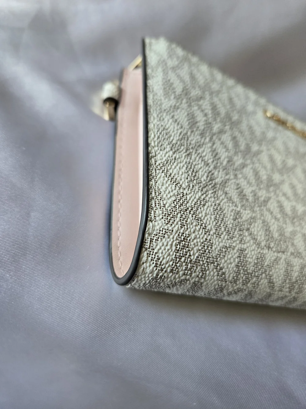 Michael Kors Double Zipper Wristlet Clutch Light Pink Strap